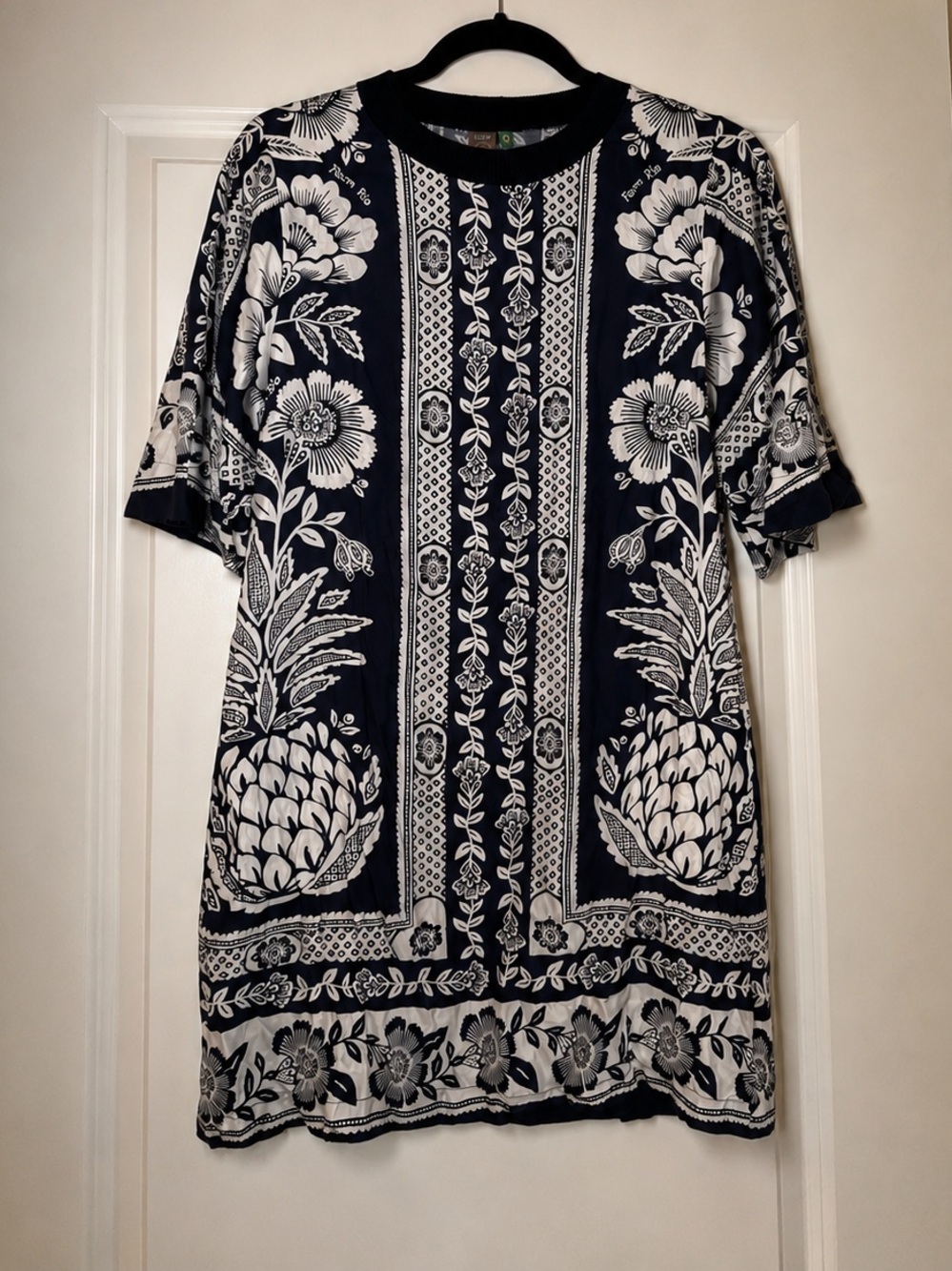 FARM Rio black and White Botanical shirt dress
